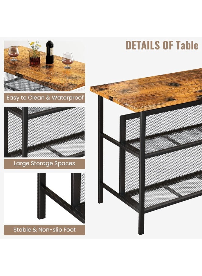 Royal Polar Kitchen Island with Seating  Storage Shelf  Wooden Island Table,Dining Table Set of 2 Industrial Counter Height Table with Storage - Image 5